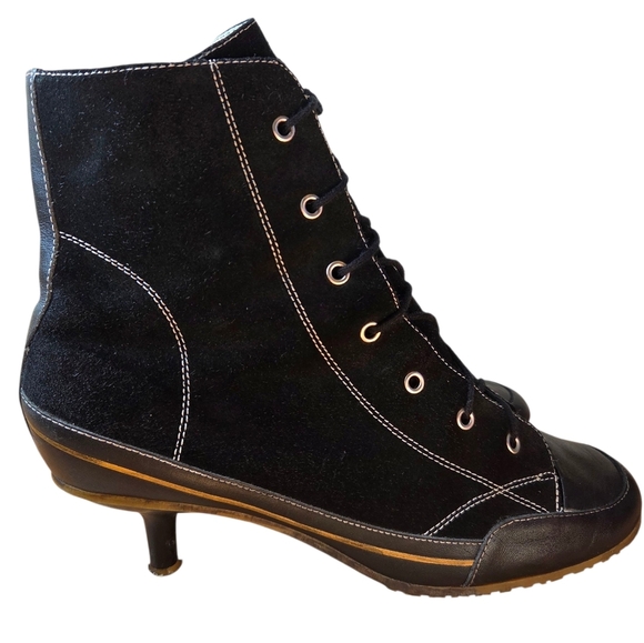 Zigi New York Kitten Low Heel Leather Lace-up Ankle Boho Casual Booties Size 10 - Picture 5 of 12